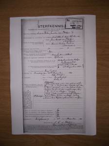 Andries Petrus Jacobus van Pletzen -- death register, 1920